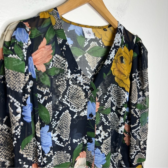 Cabi 3762 Snake Charmer Floral Sheer Blouse Sz Medium - Picture 5 of 8